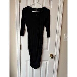 bebe Women S Midi Dress Long Sleeve Ruched Black